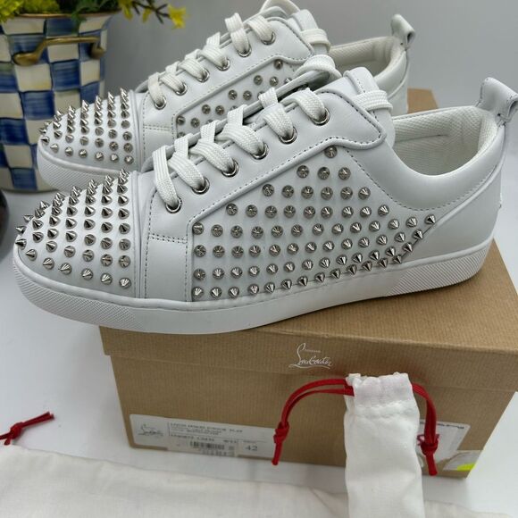 Men's Christian Louboutin, Louis Jr spikes sneakers size 42 made in Italy - Picture 2 of 15